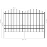 Spear Top Garden Fence Steel (1.75-2)x3.4m Black