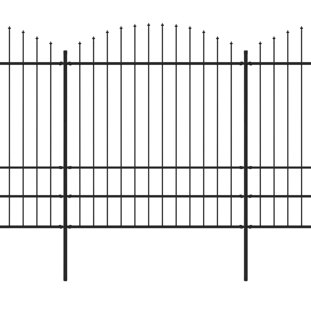 Clôture de jardin à dessus en lance Acier (1,75-2)x6,8 m Noir