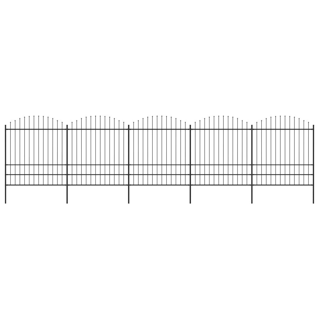 Spear Top Garden Fence Steel (1.75-2)x8.5m Black