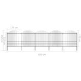 Spear Top Garden Fence Steel (1.75-2)x8.5m Black