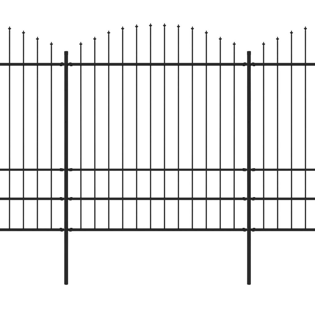 Clôture de jardin à dessus en lance Acier (1,75-2)x11,9 m Noir