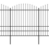 Clôture de jardin à dessus en lance Acier (1,75-2)x13,6 m Noir