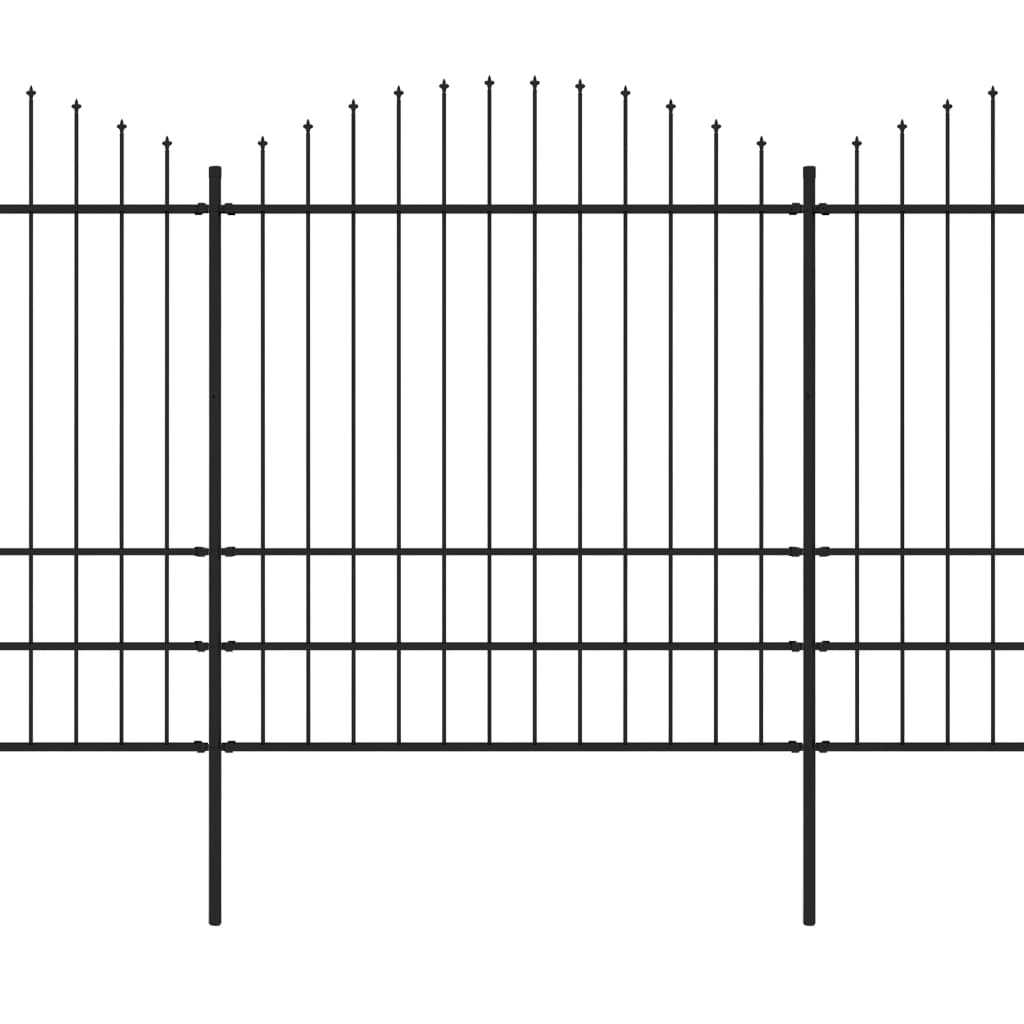 Clôture de jardin à dessus en lance Acier (1,75-2)x15,3 m Noir