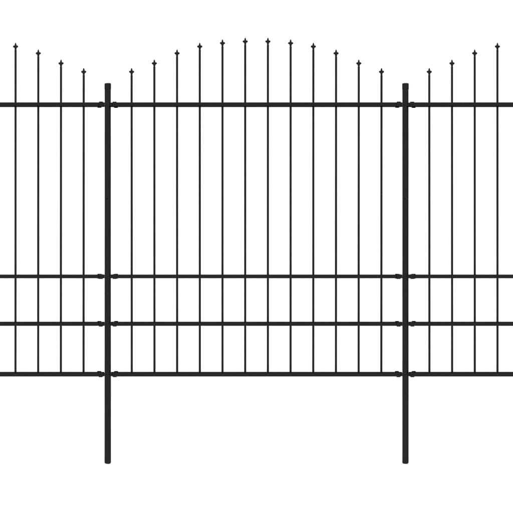 Clôture de jardin à dessus en lance Acier (1,75-2)x17 m Noir