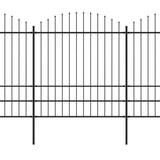 Clôture de jardin à dessus en lance Acier (1,75-2)x17 m Noir