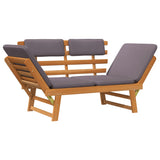 Chaise longue avec coussin 2-en-1 190 cm Bois solide d'acacia