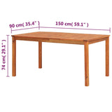 Table de jardin 150x90x74 cm Bois d'acacia massif