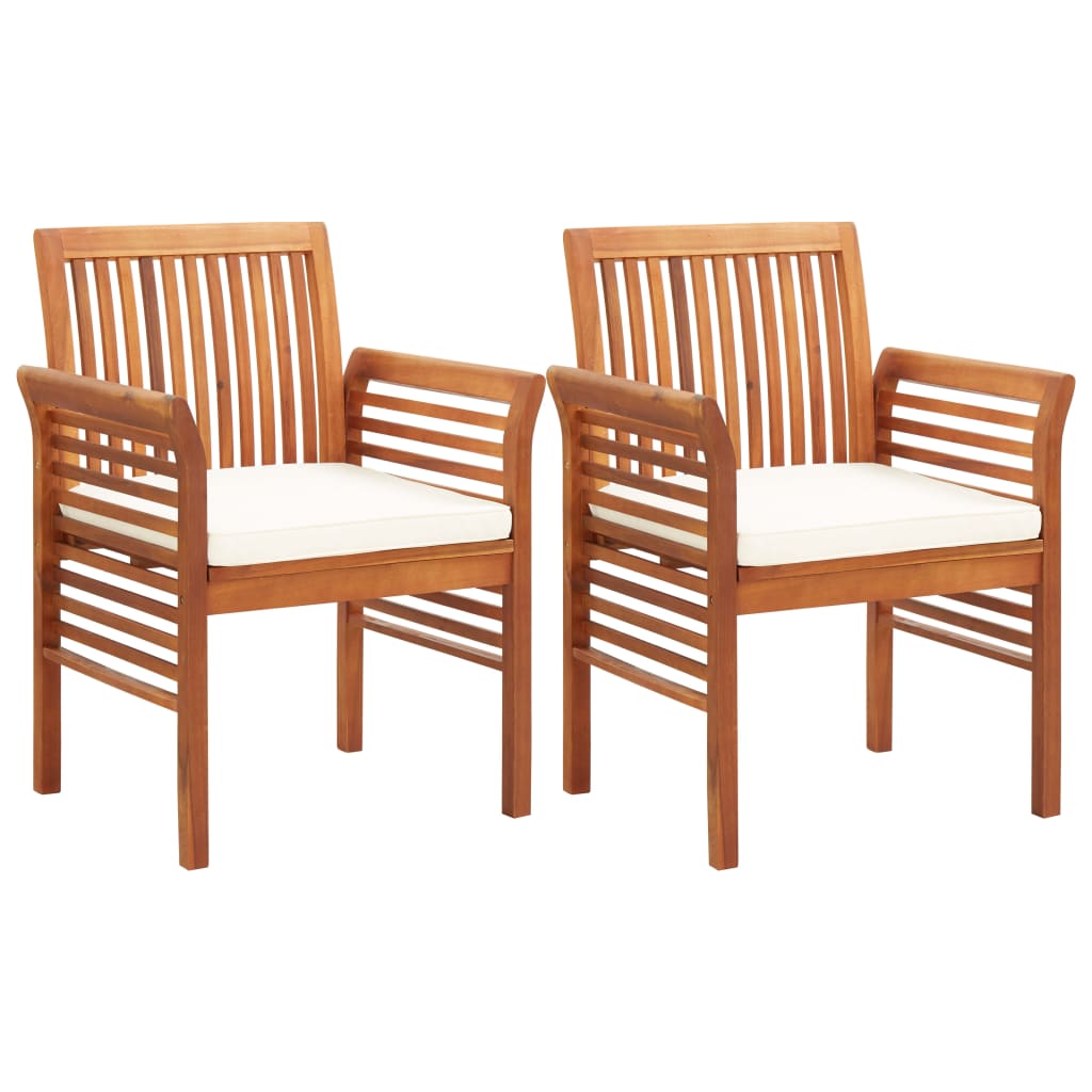 Chaises à manger de jardin et coussins lot de 2 acacia massif