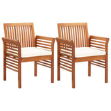 Chaises à manger de jardin et coussins lot de 2 acacia massif