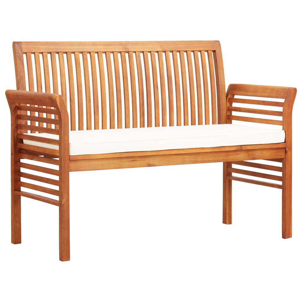 2 seater garden bench with cushion 120cm Solid acacia wood