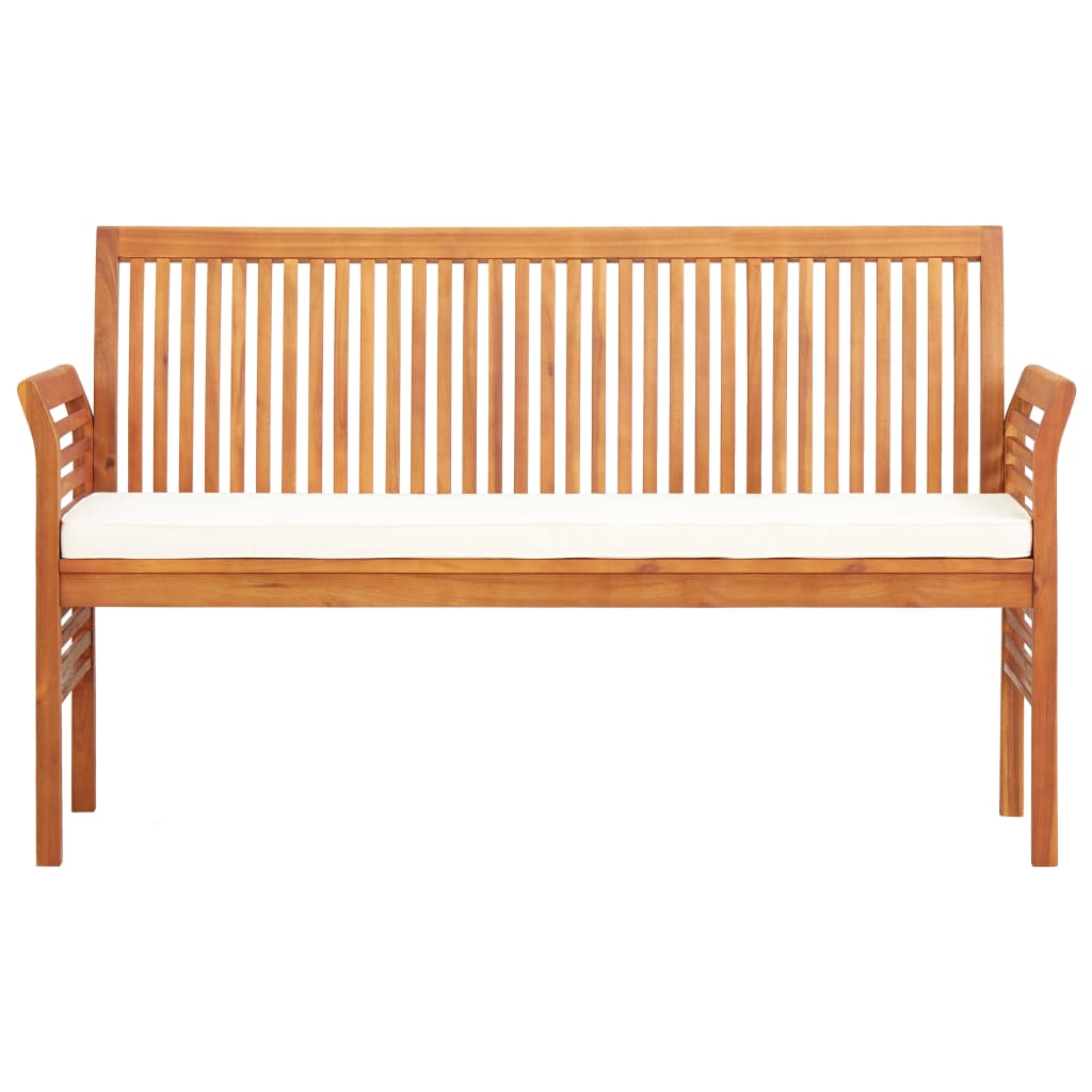 Banc de jardin 3 places avec coussin 150cm Bois d'acacia massif