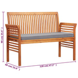 Banc de jardin 2 places avec coussin 120cm Bois d'acacia massif