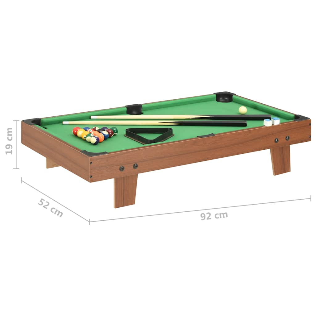 Mini table de billard 3 pieds 92x52x19 cm Marron et vert