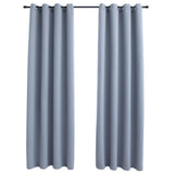 Rideaux occultants avec anneaux en métal 2 pcs Gris 140x175 cm