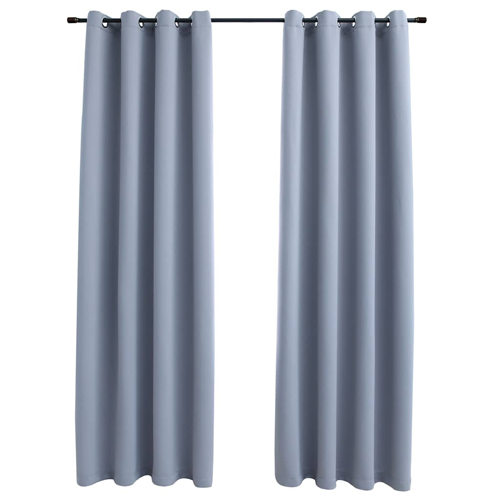 Rideaux occultants avec anneaux en métal 2 pcs Gris 140x225 cm