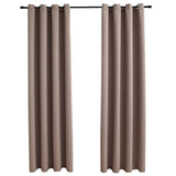 Rideaux occultants avec anneaux en métal 2 pcs Taupe 140x175 cm