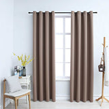 Rideaux occultants avec anneaux en métal 2 pcs Taupe 140x175 cm