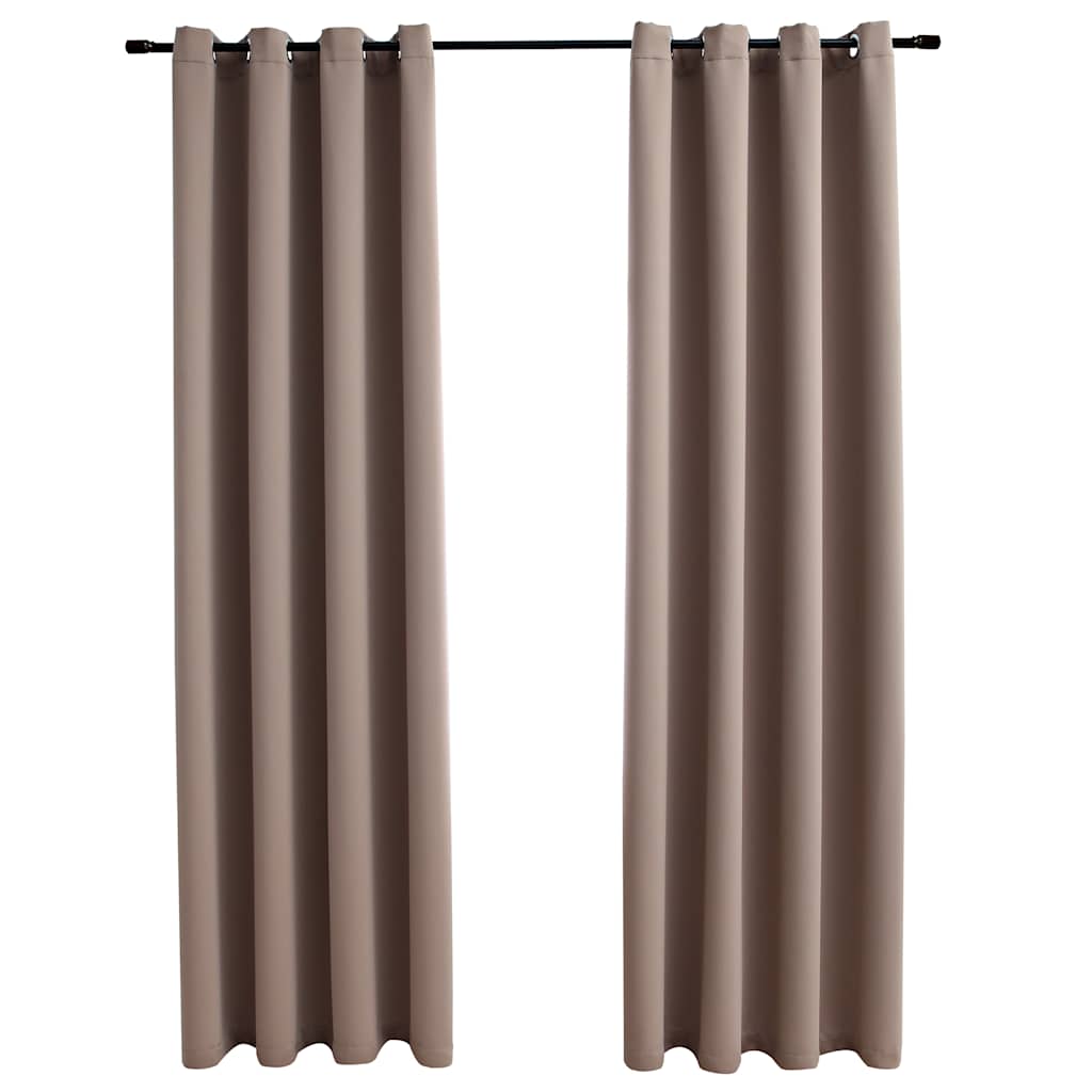 Rideaux occultants avec anneaux en métal 2 pcs Taupe 140x225 cm