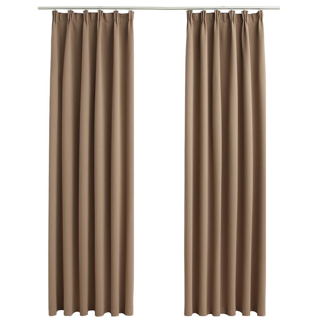 Rideaux occultants avec crochets 2 pcs Taupe 140x175 cm