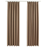 Rideaux occultants avec crochets 2 pcs Taupe 140x175 cm