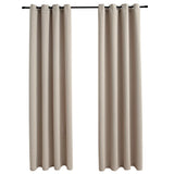 Rideaux occultants avec anneaux en métal 2 pcs Beige 140x175 cm