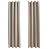 Rideaux occultants avec anneaux en métal 2 pcs Beige 140x225 cm