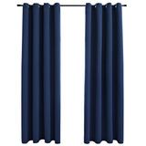 Rideaux occultants avec anneaux en métal 2 pcs Bleu 140x175 cm