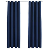 Rideaux occultants avec anneaux en métal 2 pcs Bleu 140x225 cm