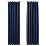 Rideaux occultants avec crochets 2 pcs Bleu 140x175 cm