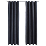 Rideaux occultants avec anneaux Métal 2pcs Anthracite 140x175cm