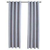 Rideaux occultants avec anneaux en métal 2 pcs Gris 140x175 cm