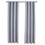 Rideaux occultants avec anneaux en métal 2 pcs Gris 140x225 cm