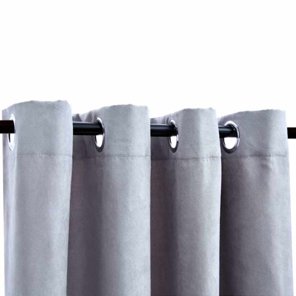 Rideaux occultants avec anneaux en métal 2 pcs Gris 140x245 cm