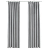 Blackout curtains with hooks 2 pcs Grey 140x225 cm