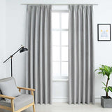 Blackout curtains with hooks 2 pcs Grey 140x225 cm