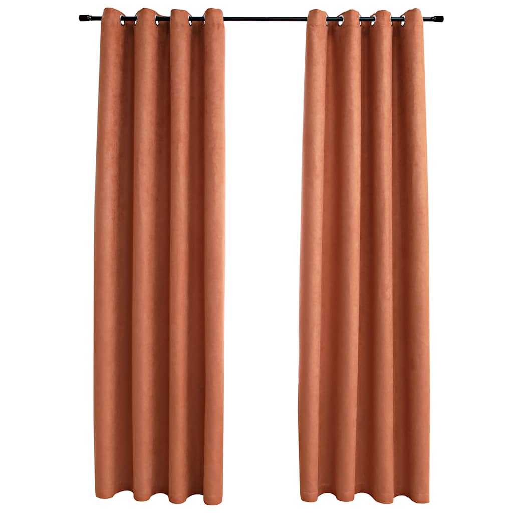 Rideaux occultants et anneaux en métal 2 pcs Rouille 140x175 cm