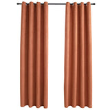 Rideaux occultants et anneaux en métal 2 pcs Rouille 140x245 cm