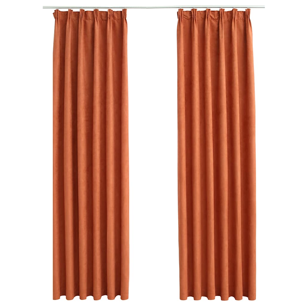 Blackout curtains with hooks 2 pcs Rust 140x175 cm