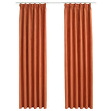 Blackout curtains with hooks 2 pcs Rust 140x175 cm