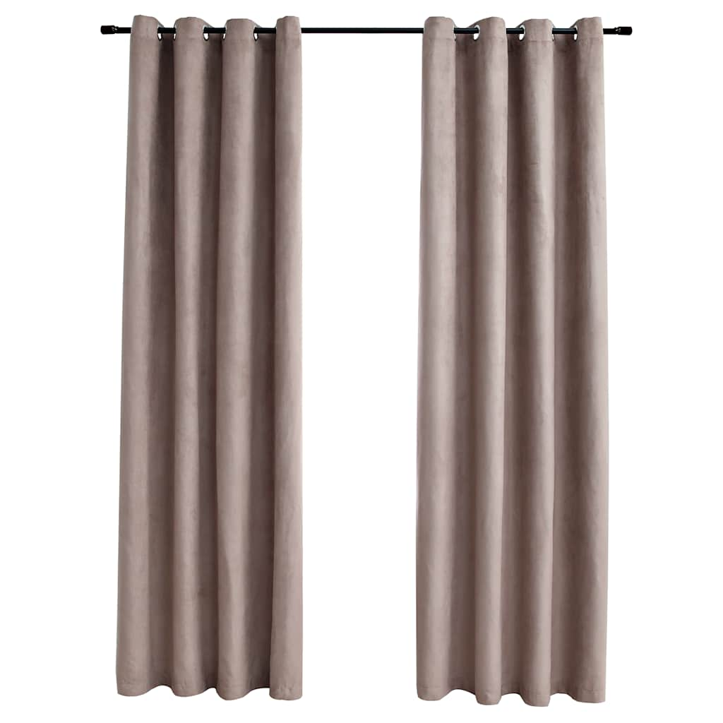 Rideaux occultants avec anneaux en métal 2 pcs Taupe 140x175 cm