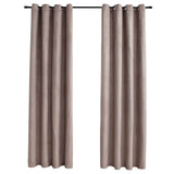 Rideaux occultants avec anneaux en métal 2 pcs Taupe 140x175 cm