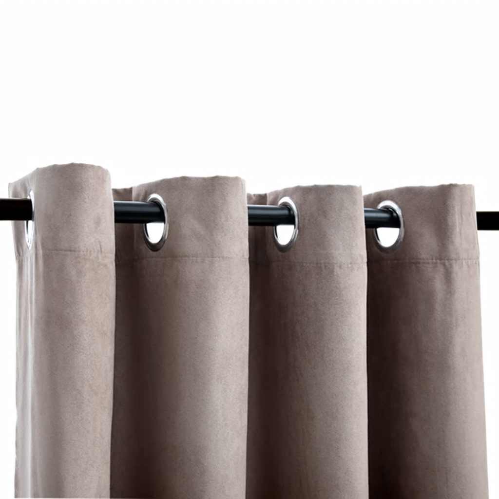 Rideaux occultants avec anneaux en métal 2 pcs Taupe 140x175 cm