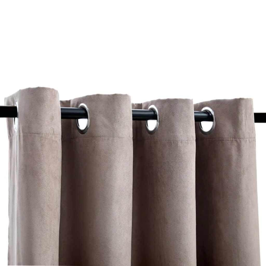 Rideaux occultants avec anneaux en métal 2 pcs Taupe 140x225 cm