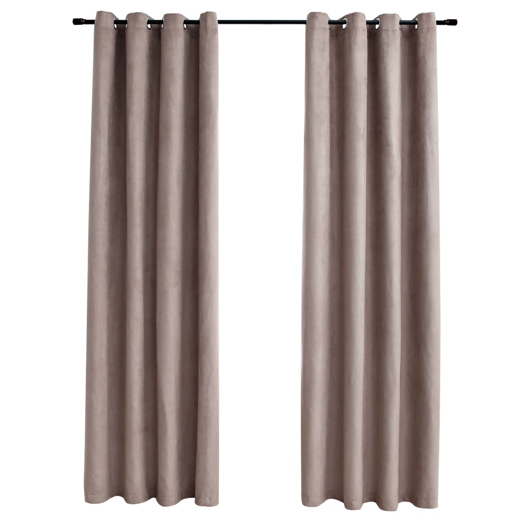 Blackout curtains with metal rings 2 pcs Taupe 140x245 cm