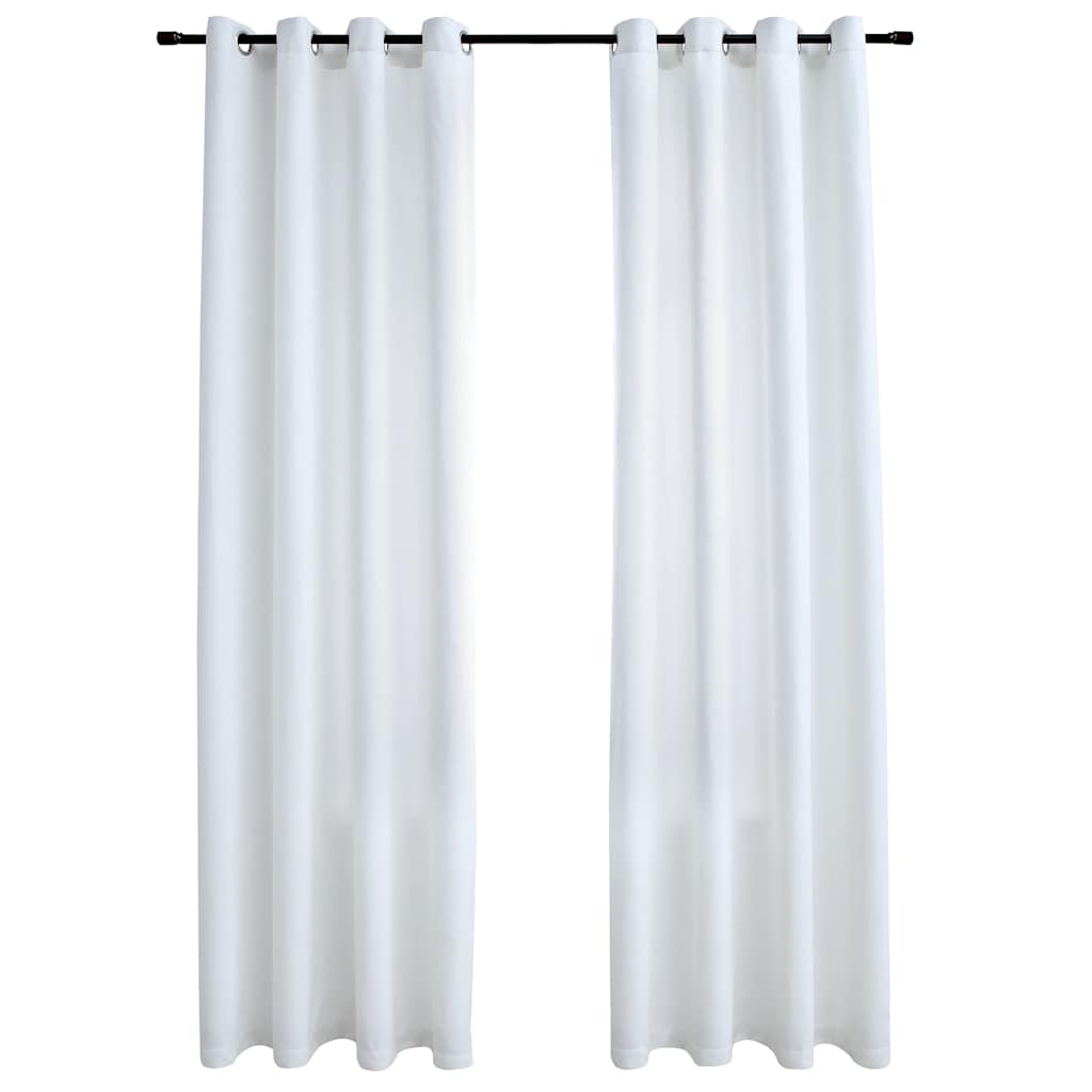 Rideau occultant et anneaux en métal 2pcs Blanc cassé 140x175cm