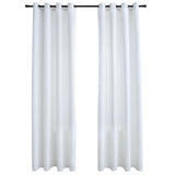 Rideau occultant et anneaux en métal 2pcs Blanc cassé 140x175cm