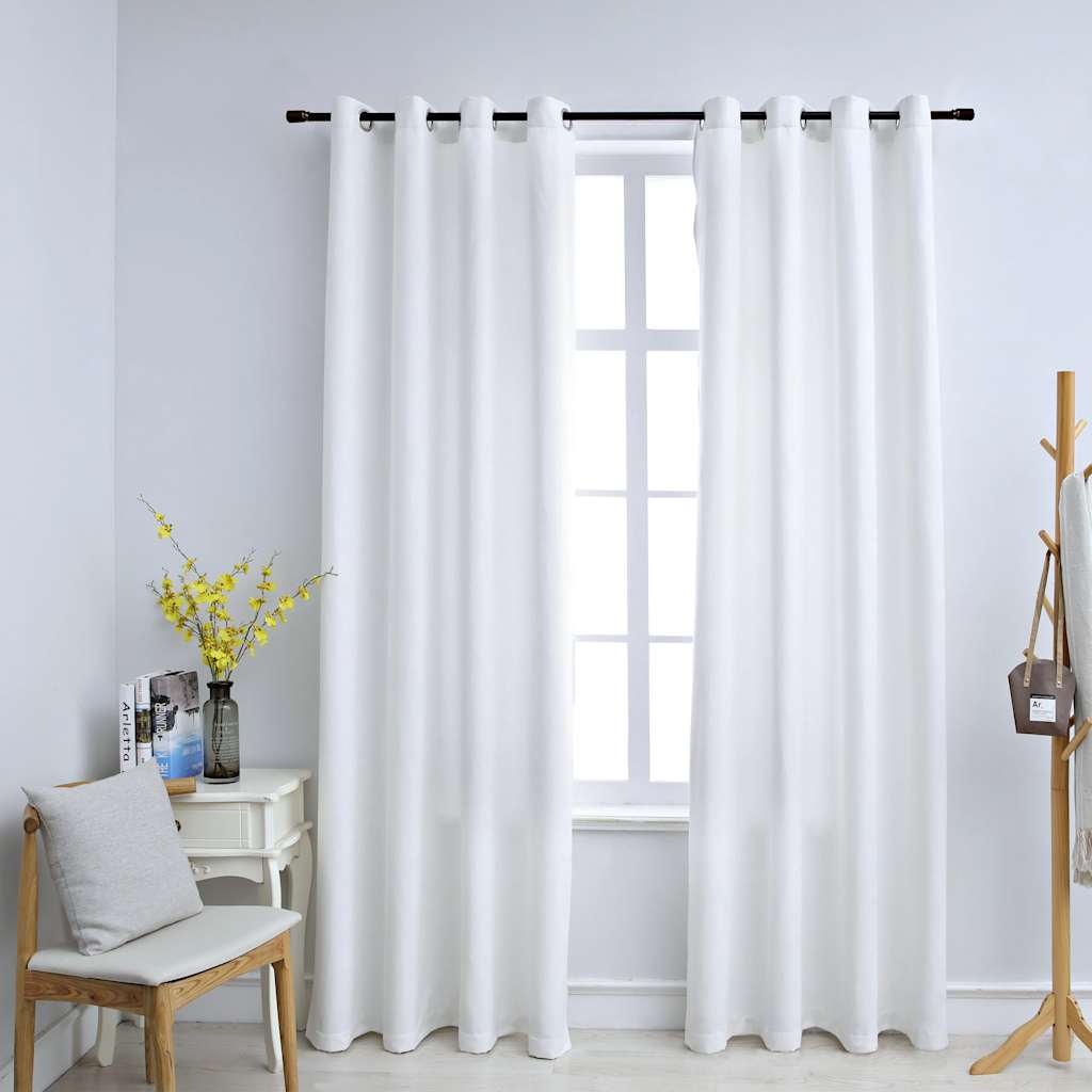 Blackout curtain and metal rings 2pcs Off-white 140x225cm