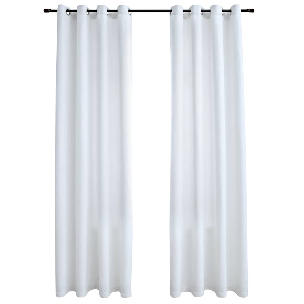 Rideau occultant et anneaux en métal 2pcs Blanc cassé 140x245cm