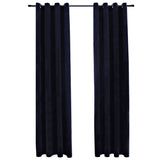 Blackout curtains with rings 2 pcs Velvet Black 140x175 cm