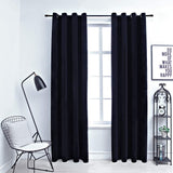 Blackout curtains with rings 2 pcs Velvet Black 140x175 cm